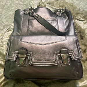 Coach Metallic silver tote